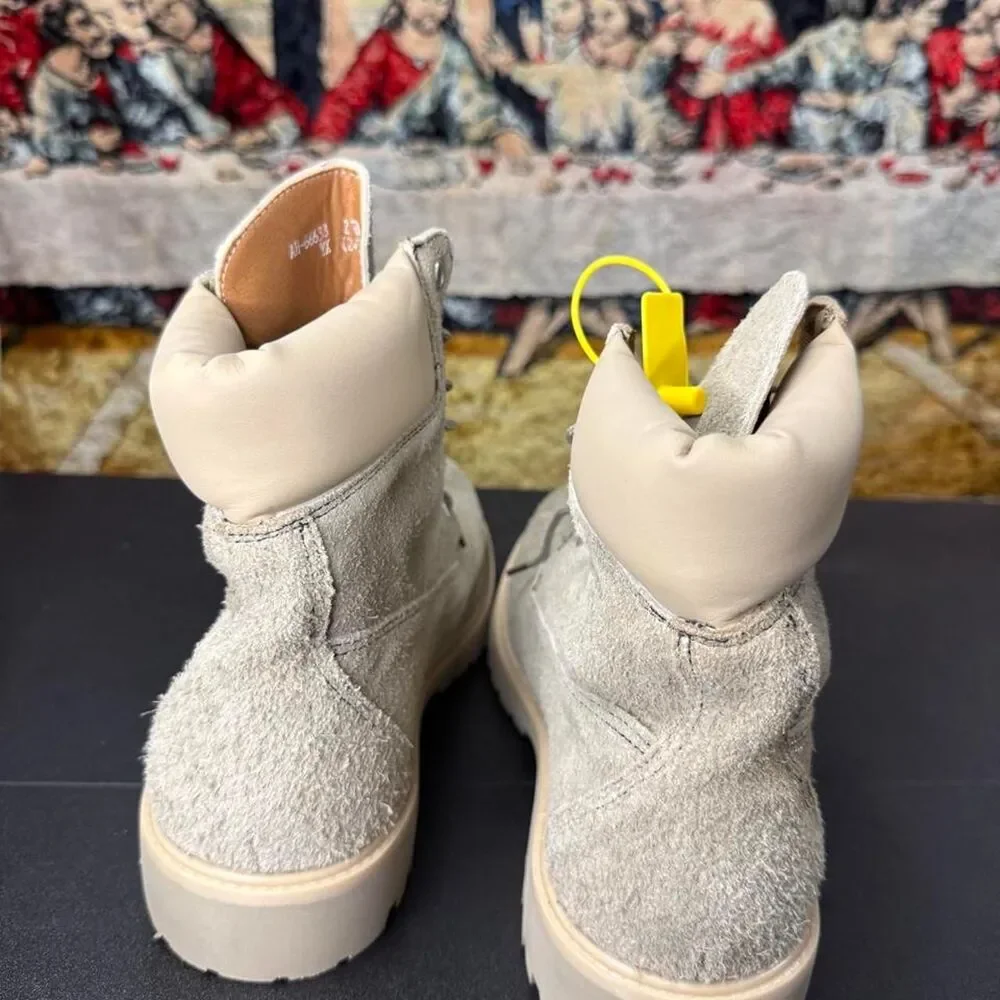 Unbranded Men's Grey and Cream Boots